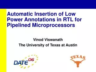 Automatic Insertion of Low Power Annotations in RTL for Pipelined Microprocessors