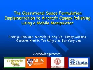 The Operational Space Formulation Implementation to Aircraft Canopy Polishing Using a Mobile Manipulator
