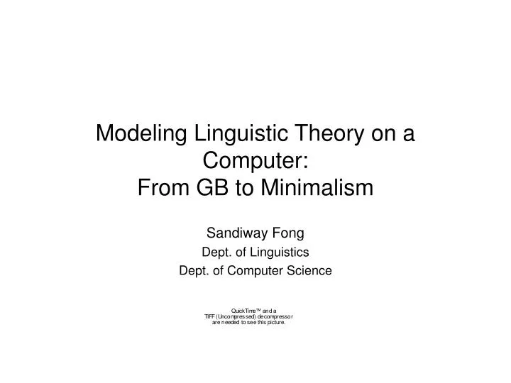 modeling linguistic theory on a computer from gb to minimalism
