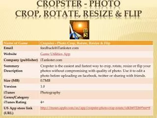 Cropster - Photo Crop