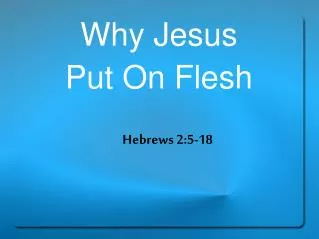 Why Jesus Put On Flesh