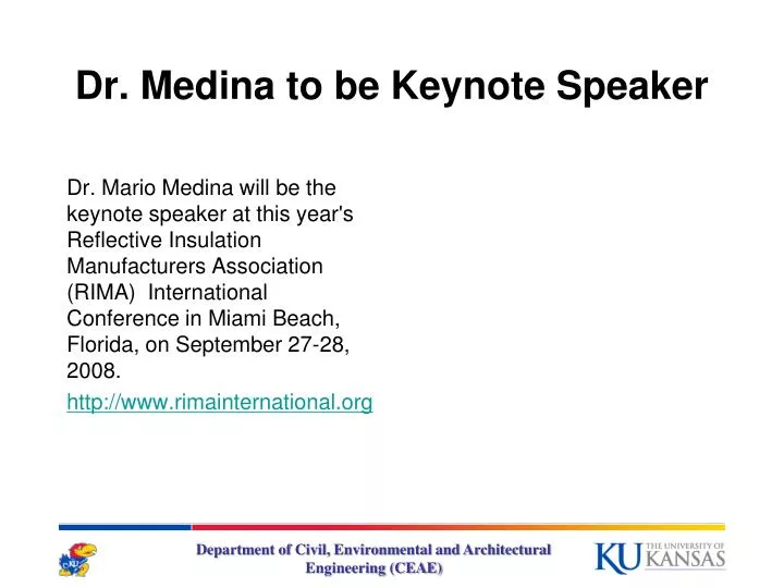 dr medina to be keynote speaker