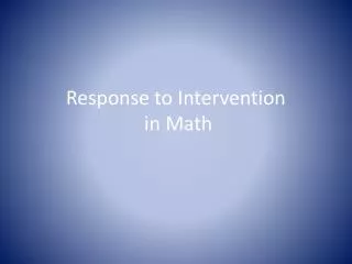 Response to Intervention in Math