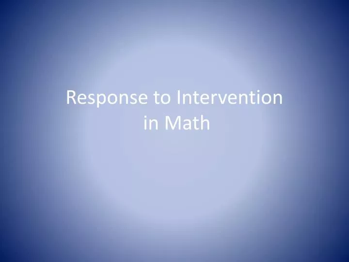 response to intervention in math