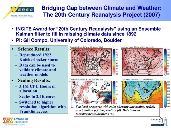 bridging gap between climate and weather the 20th century reanalysis project 2007