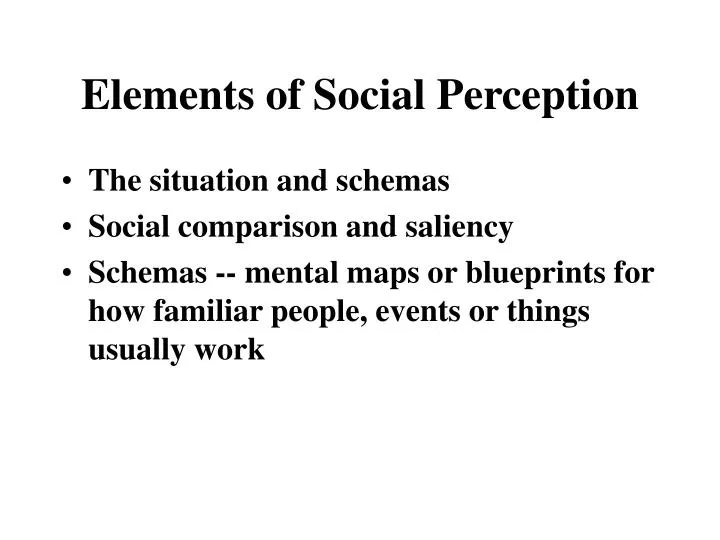 elements of social perception