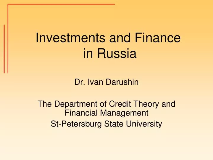 investments and finance in russia