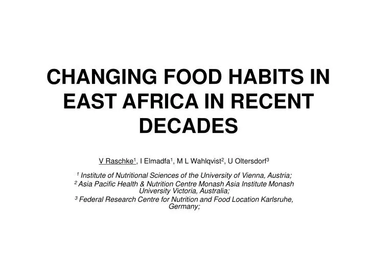 changing food habits in east africa in recent decades