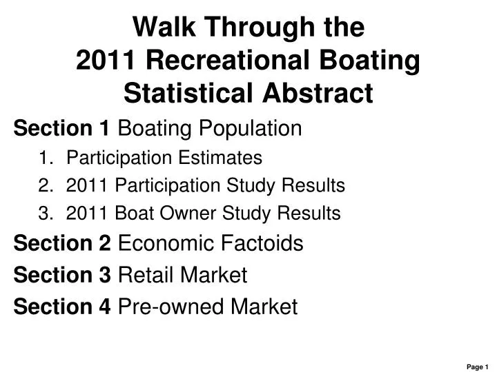 walk through the 2011 recreational boating statistical abstract