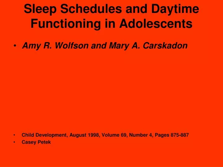 sleep schedules and daytime functioning in adolescents