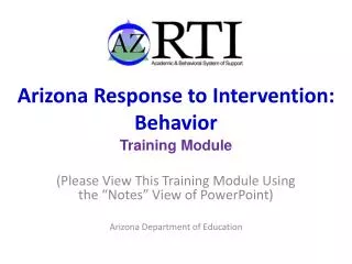 Arizona Response to Intervention: Behavior