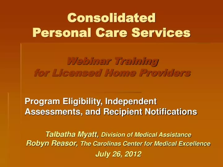 consolidated personal care services webinar training for licensed home providers