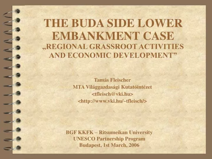 the buda side lower embankment case regional grassroot activities and economic development