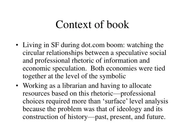 context of book