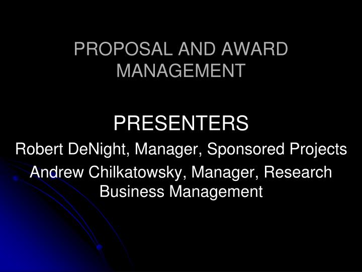 proposal and award management