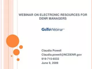WEBINAR ON ELECTRONIC RESOURCES FOR DENR MANAGERS