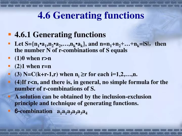 4 6 generating functions