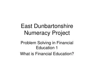 East Dunbartonshire Numeracy Project