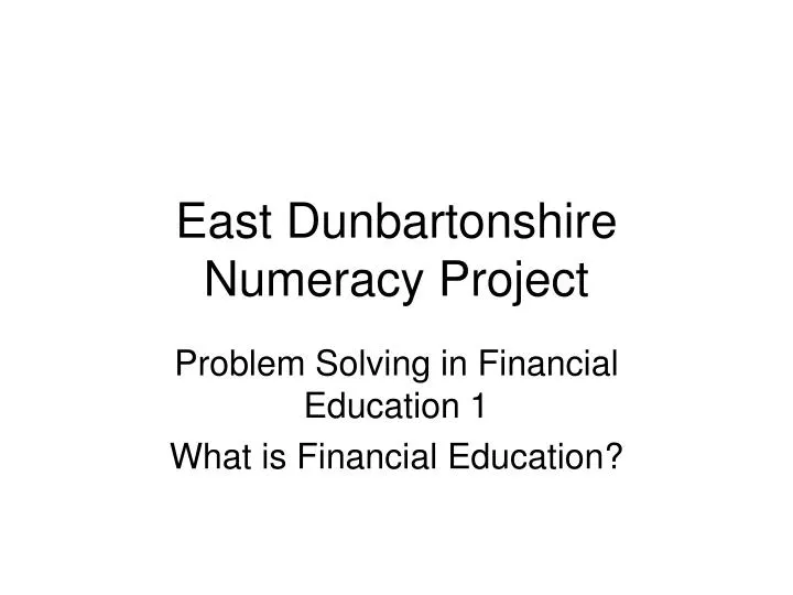 east dunbartonshire numeracy project