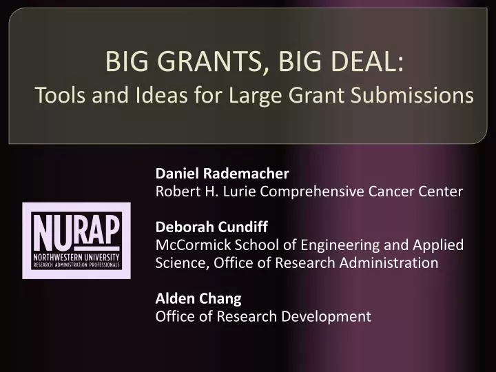 big grants big deal tools and ideas for large grant submissions