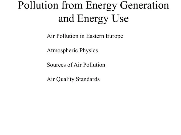 pollution from energy generation and energy use