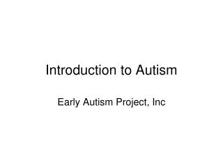 introduction to autism