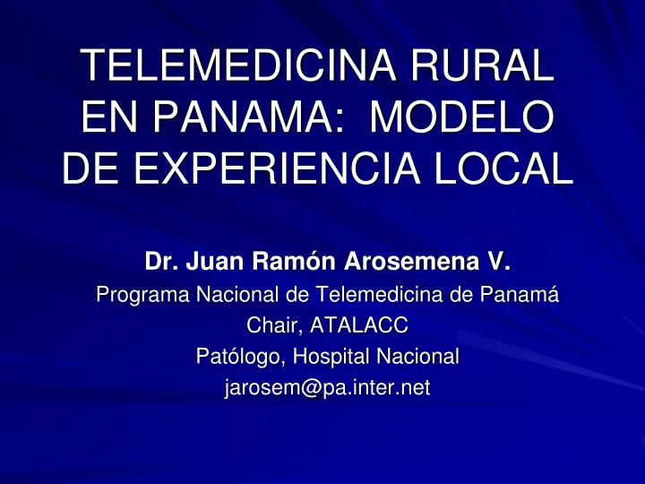 telemedicina rural en panama modelo de experiencia local
