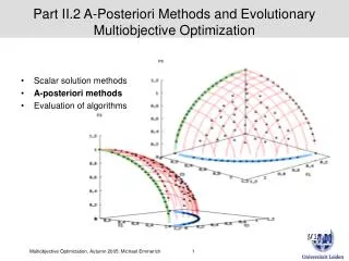 Part II.2 A-Posteriori Methods and Evolutionary Multiobjective Optimization