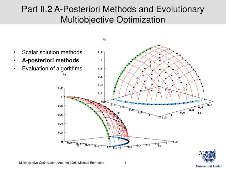 part ii 2 a posteriori methods and evolutionary multiobjective optimization