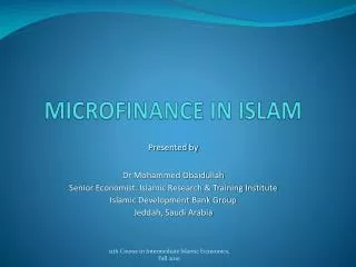 MICROFINANCE IN ISLAM