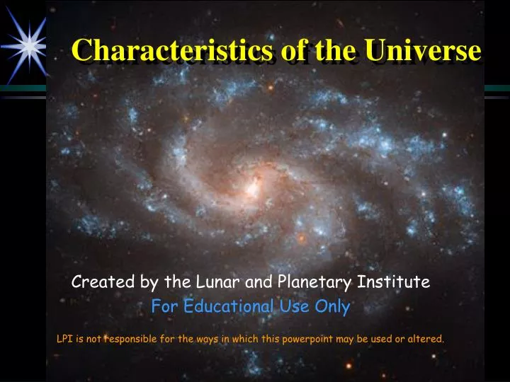 characteristics of the universe
