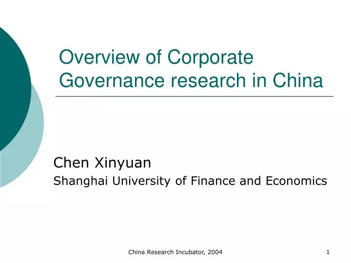 overview of corporate governance research in china