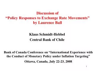 Discussion of “Policy Responses to Exchange Rate Movements” by Laurence Ball