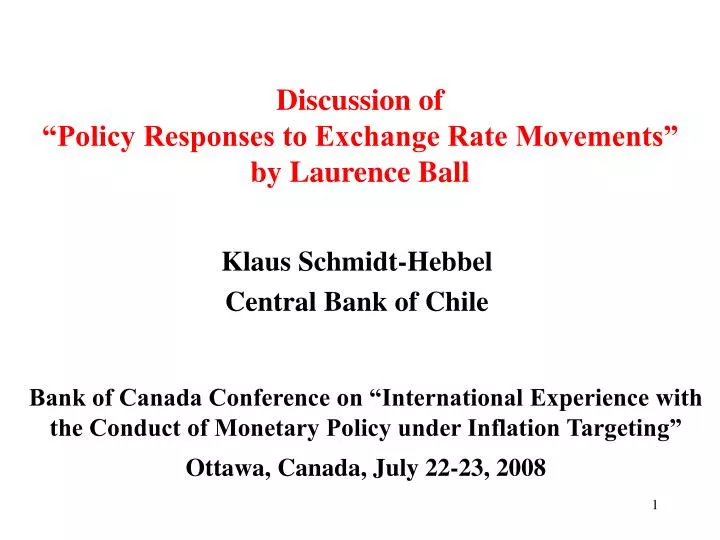 discussion of policy responses to exchange rate movements by laurence ball