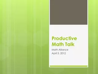 Productive Math Talk