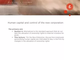 Human capital and control of the new corporation