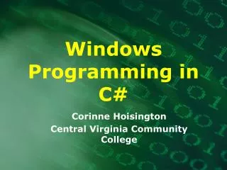 Windows Programming in C#
