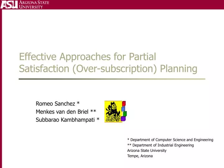 effective approaches for partial satisfaction over subscription planning