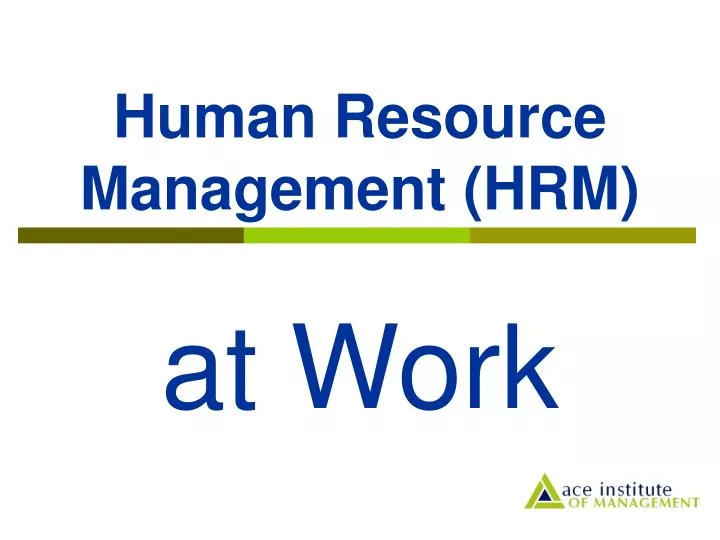 human resource management hrm at work