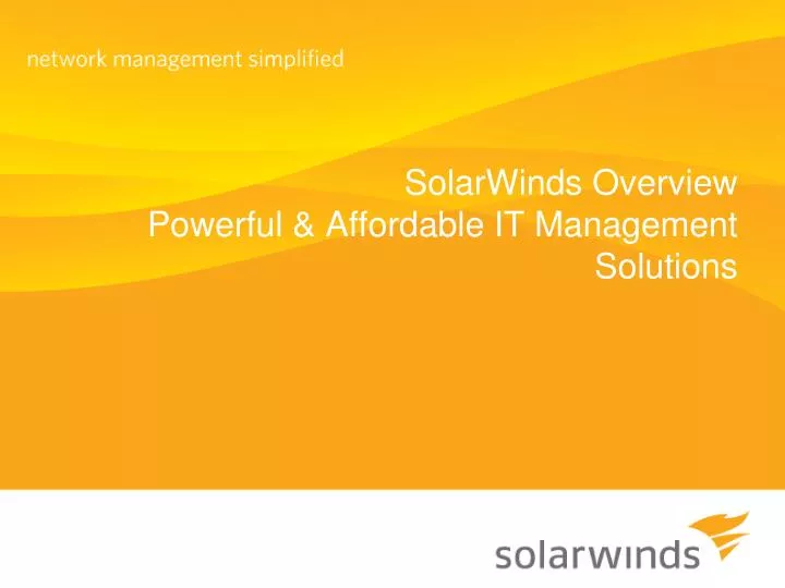 solarwinds overview powerful affordable it management solutions