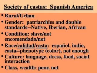 Society of castas: Spanish America