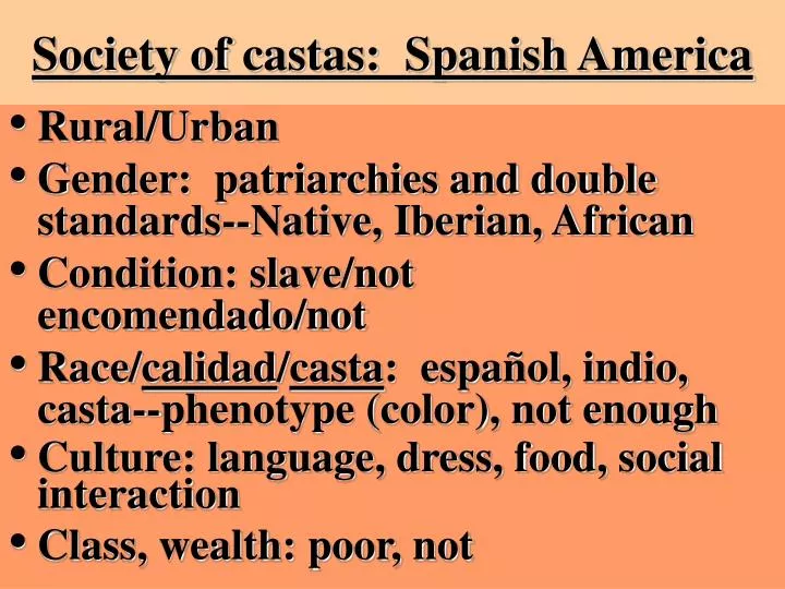 society of castas spanish america