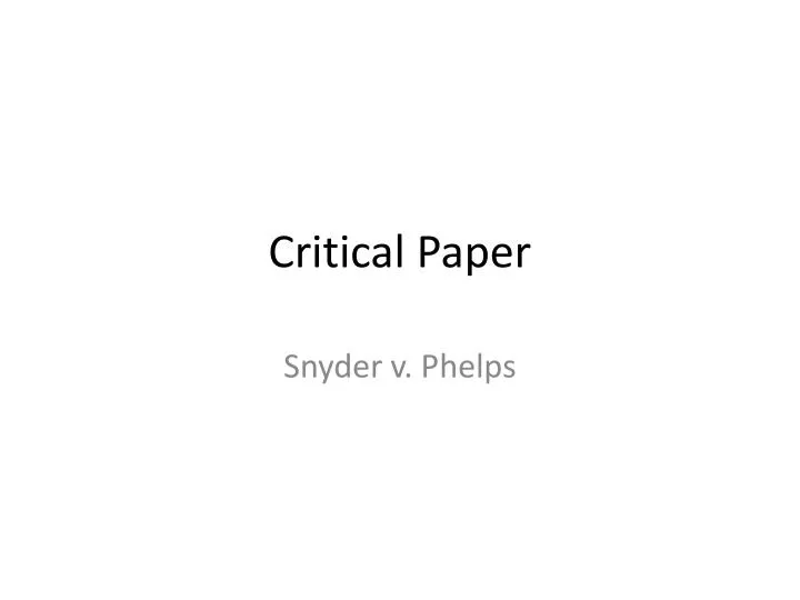 critical paper