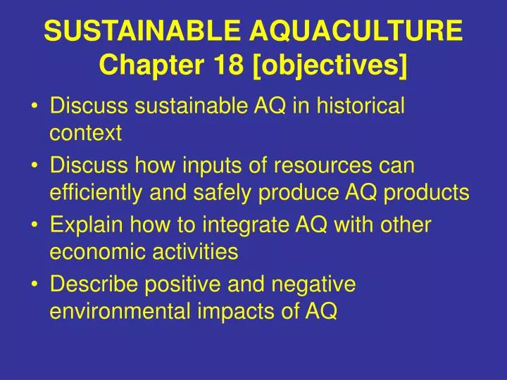 sustainable aquaculture chapter 18 objectives