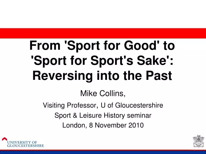 from sport for good to sport for sport s sake reversing into the past