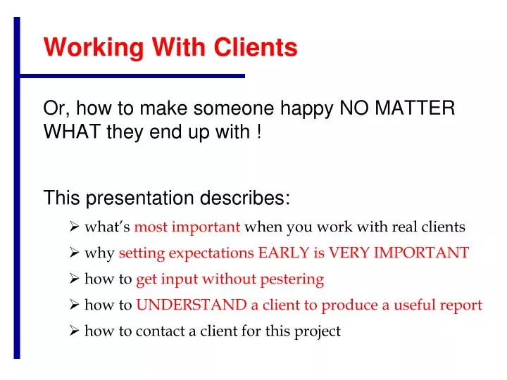 working with clients