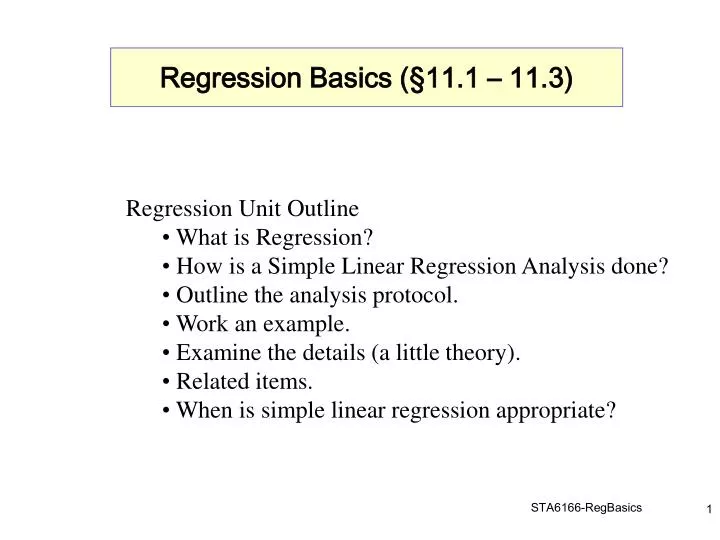 regression basics 11 1 11 3