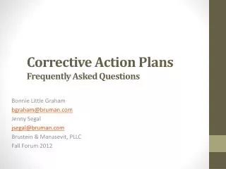 Corrective Action Plans Frequently Asked Questions