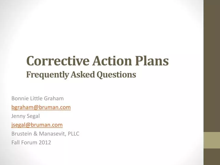corrective action plans frequently asked questions
