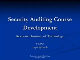 Security Auditing Course Development